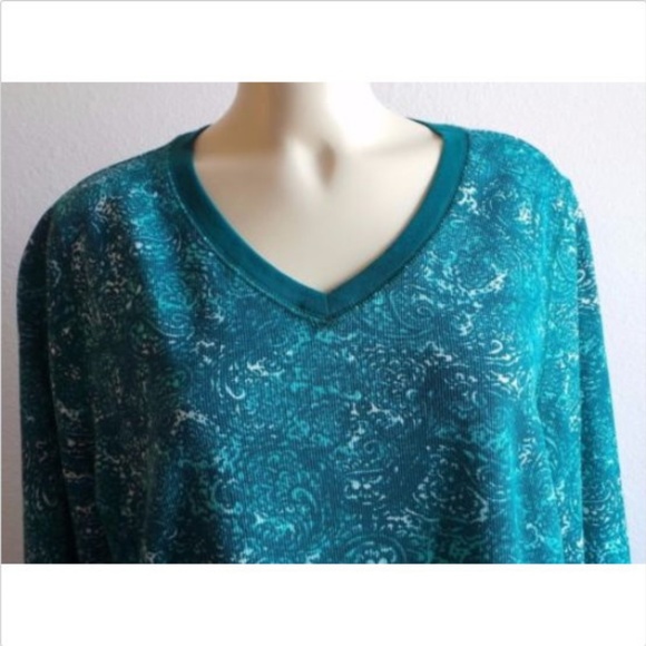 NWT Sonoma paisley teal ribbed top Plus 1X - Picture 5 of 7